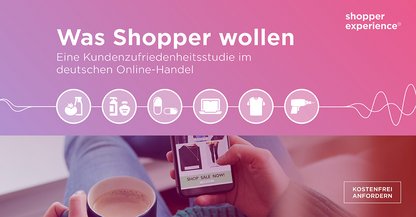 Cover der Studie "Was Shopper wollen" mit sechs Icons zu den betrachteten Branchen
