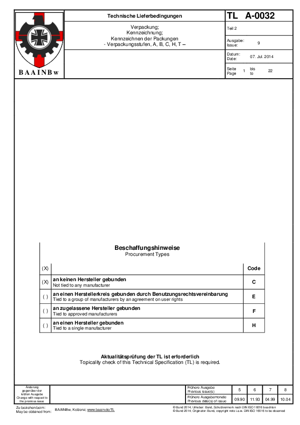 Kennzeichnung von Produkten für die Bundeswehr