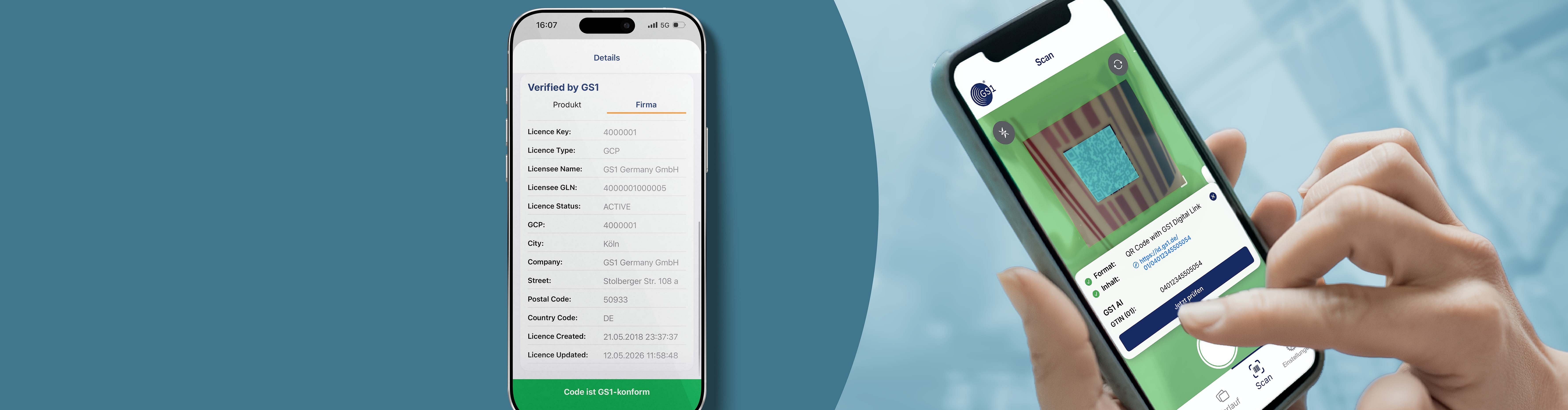 Eine Person nutzt Scan2Trust von GS1