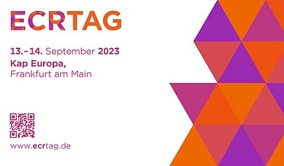Key Visual vom ECR Tag mit orangenen und lilafarbenen Mosaiken 