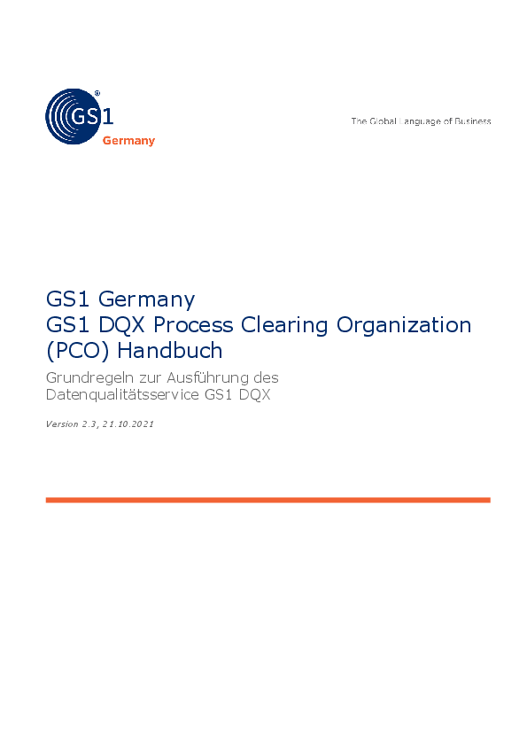 GS1 DQX Process Clearing Organization Handbuch
