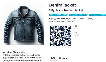 Screenshot aus DPP Demonstrator für eine Jeansjacke