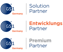 Logos zu den drei GS1 Germany Solution Partner Leveln
