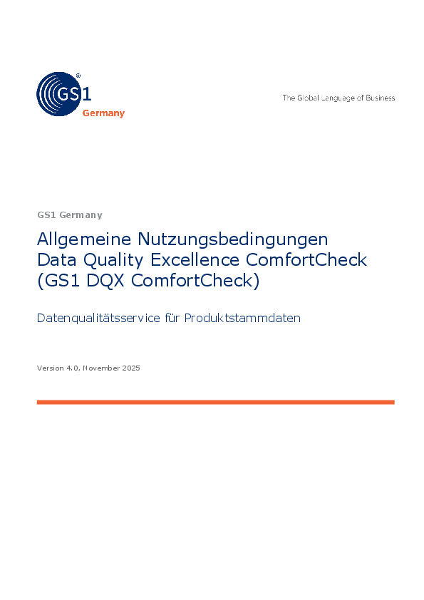  Allgemeine Nutzungsbedingungen Data Quality Excellence SelfCheck (GS1 DQX SelfCheck) 