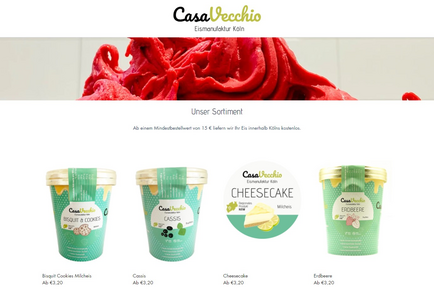 Screenshot vom Onlineshop von CasaVecchio