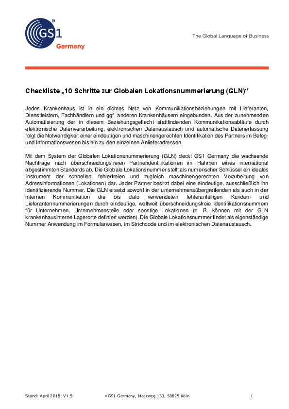 Kompakter Leitfaden für die Einführung des GLN-Systems in Krankenhäusern