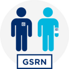 Icon Mitarbeiter und Patient im Krankenhaus mit GSRN gekennzeichnet