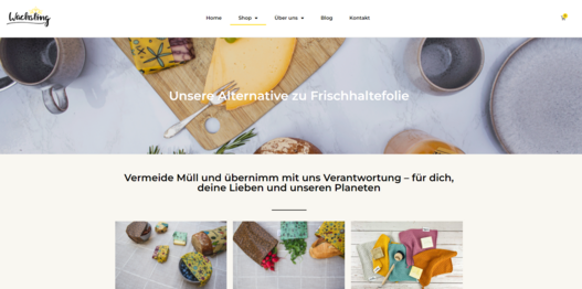 Screenshot vom Onlineshop von Wachsling