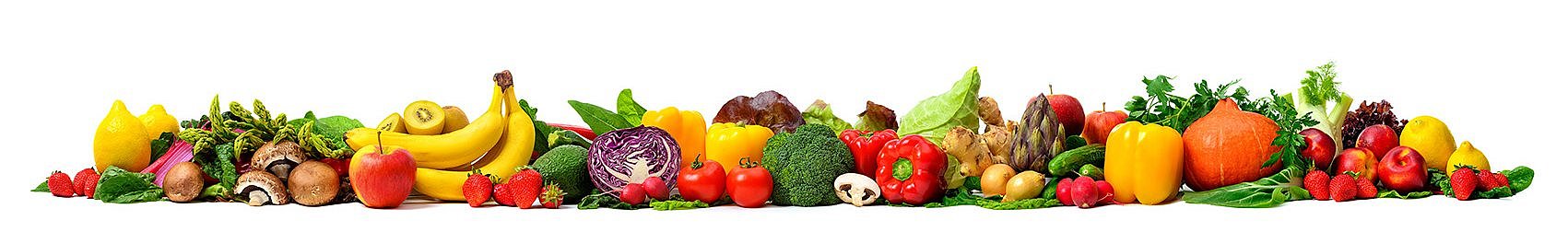 Obst und Gemüse auf einer Anrichte