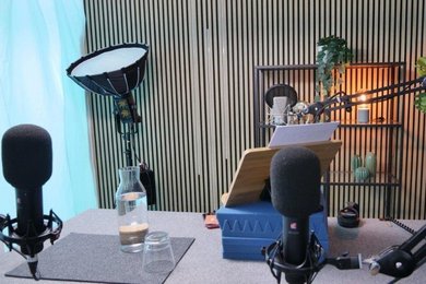 Das Bild zeigt ein Podcast Studio