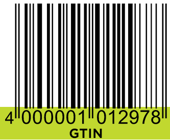 Eine Abbildung eines Barcodes - die GTIN ist grün markiert