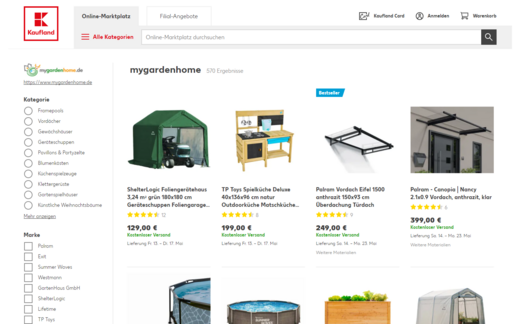 Screenshot vom Markenshop mygardenhome auf kaufland.de