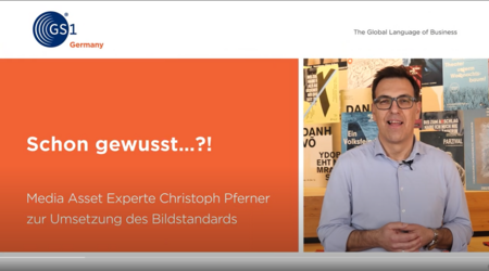 Startscreen des Videos mit Christoph Pferner, Media Asset Experte, Mars Global Services zum GS1 Bildstandard