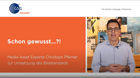 Startscreen des Videos mit Christoph Pferner, Media Asset Experte, Mars Global Services zum GS1 Bildstandard