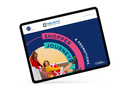 Whitepaper zu wirksamen Promotions und Zweitplatzierungen am Point-of-Sale Ein Ipad mit einer Voransicht zum Whitepaper zu wirksamen Promotions und Zweitplatzierungen am Point-of-Sale