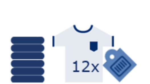 Eine Grafik von 12 T-Shirts mit GTINs
