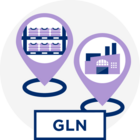 Grafik verschiedener Standorte mit GLN gekennzeichnet