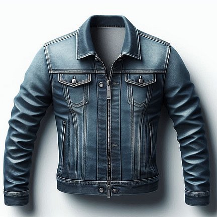 Eine blaue Jeansjacke auf hellem Hintergrund