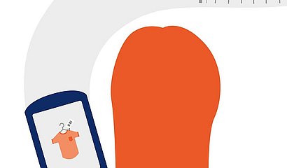 Darstellung einer Person von hinten. In ihren Händen ein Smartphone mit einem digitalen Kassenbon.
