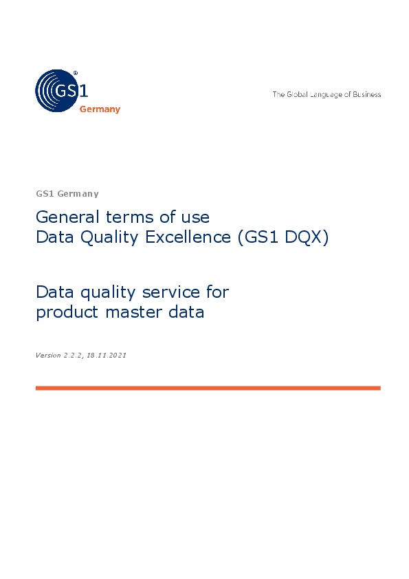 General terms of use Data Quality Excellence GS1 DQX V2.2.1