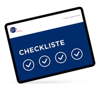 Ein Ipad mit einer Vorschau für eine Checkliste von GS1 zum Thema Datenqualität