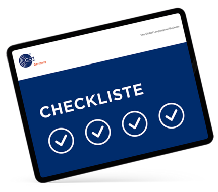 Ein Ipad mit einer Vorschau für eine Checkliste von GS1 zum Thema Datenqualität