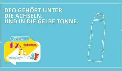 Slogan und stilisierte Deo-Spraydose für richtige Mülltrennung