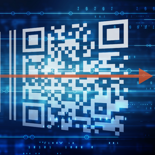 Eine Grafik zeigt die Transformation vom Barcode zum 2D Code