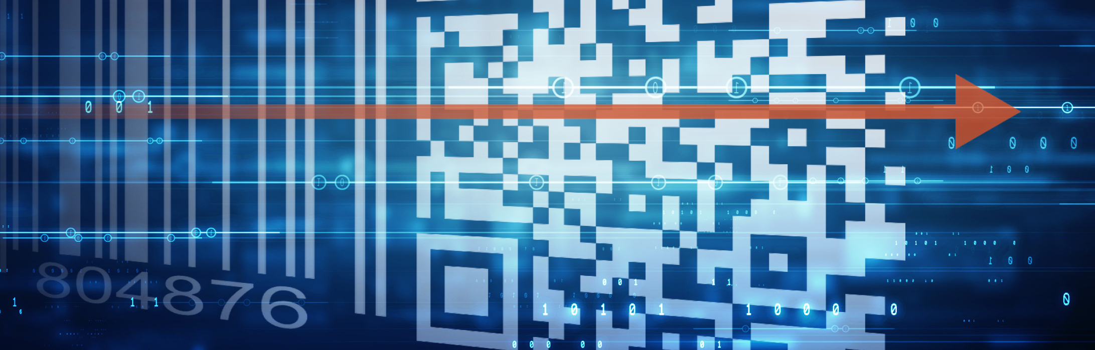 Eine Grafik zeigt die Transformation vom Barcode zum 2D Code