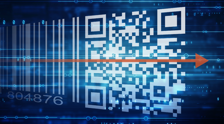 Eine Grafik zeigt die Transformation vom Barcode zum 2D Code
