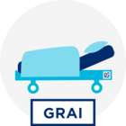 Icon Patientenbett im Krankenhaus mit GRAI gekennzeichnet