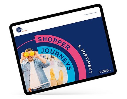 Whitepaper zur zukunftsfähigen Sortimentsgestaltung im Handel Ein IPad mit einer Vorschau für das Whitepaper zur zukunftsfähigen Sortimentsgestaltung im Handel
