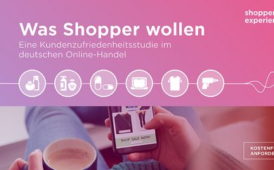 Cover der Studie "Was Shopper wollen" mit sechs Icons zu den betrachteten Branchen