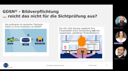 Ausschnitt aus dem GS1 DQX Webinar mit zwei Folien