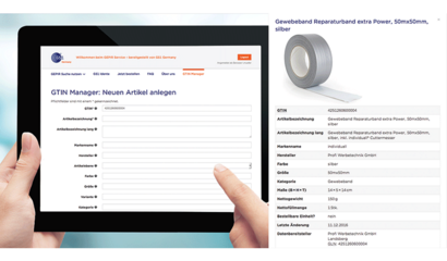 Screenshot "GEPIR Service: GTIN Manager - Neuen Artikel anlegen"