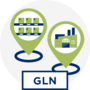 Icon Fabrik und Lager mit GLN gekennzeichnet