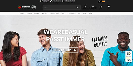 Screenshot vom Onlineshop von promodoro
