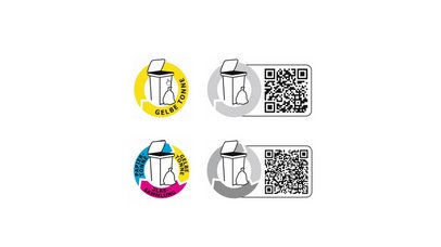 Logos für Trenn- und Entsorgungshinweise auf Verpackungen