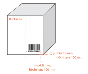Grafik zeigt, an welcher Stelle der Barcode auf einer Produktverpackung platziert werden soll