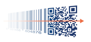 Bild zeigt Übergang vom eindimensionalen Barcode zu zweidimensionalen 2D-Code