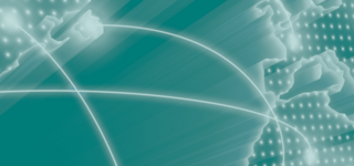 Grafik Weltkarte mit Vernetzungen