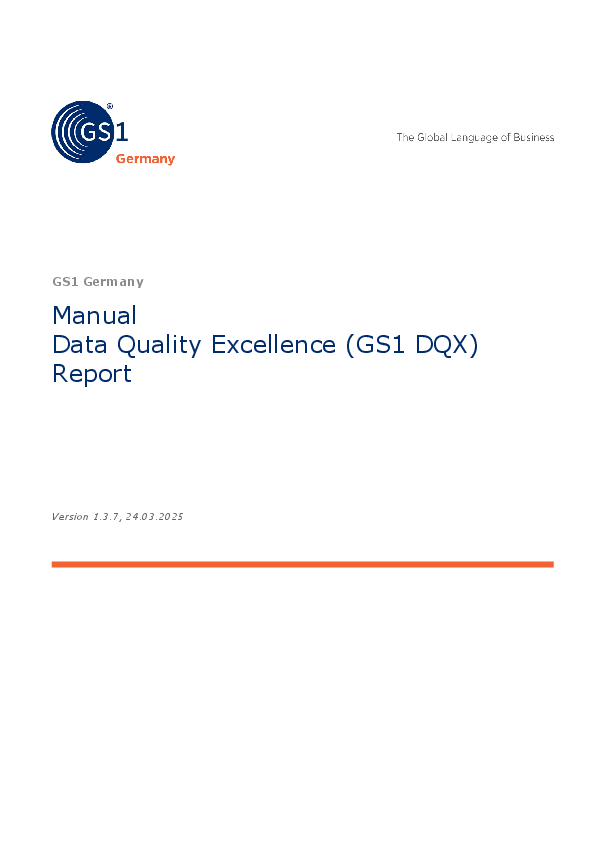 Manual Data Quality Excellence (GS1 DQX) Report