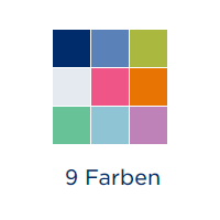 Grafik von 9 verschiedenen Farben